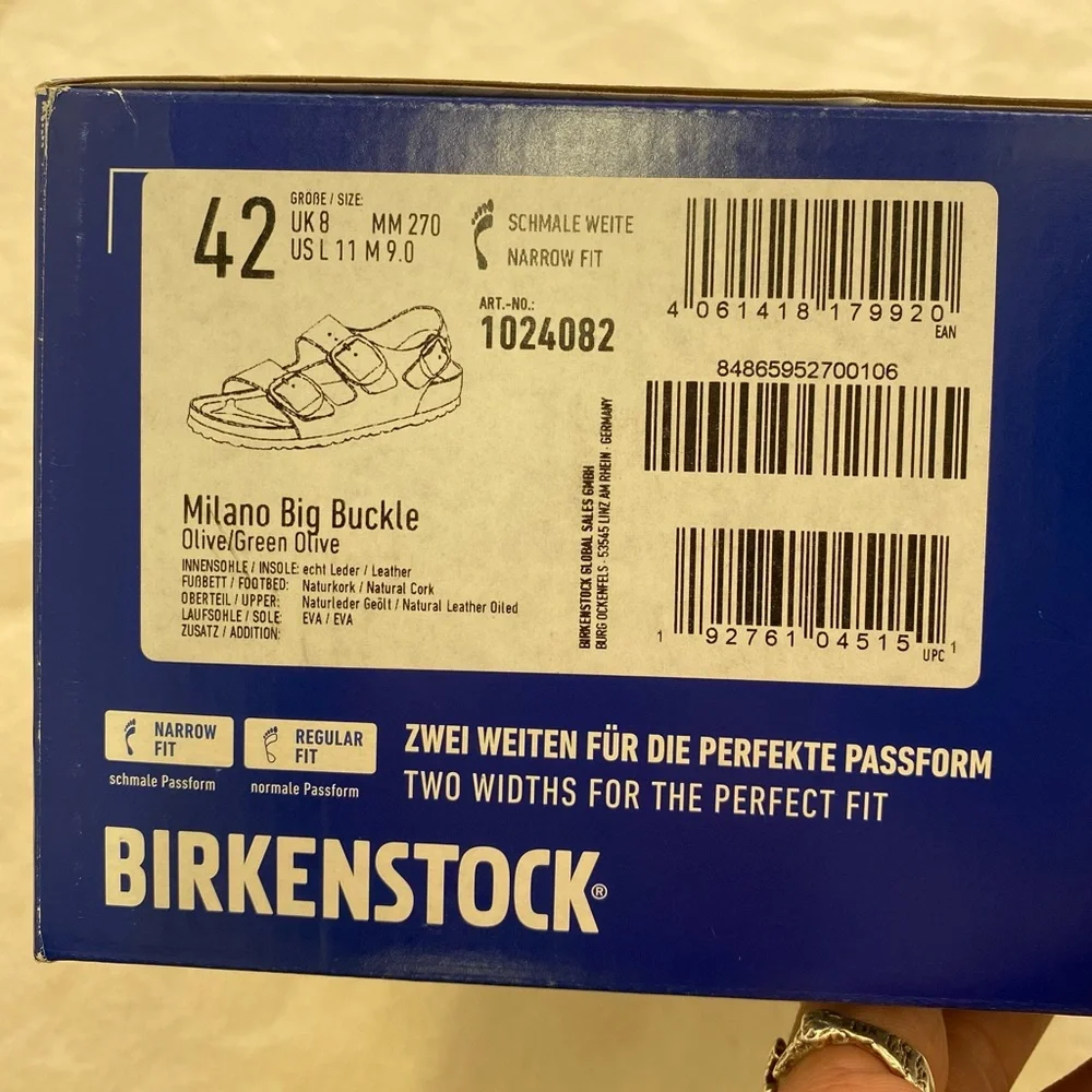 Birkenstock Milano Big Buckle Olive Green Sandals with Gold Hardware Accents W11 - Picture 3 of 11